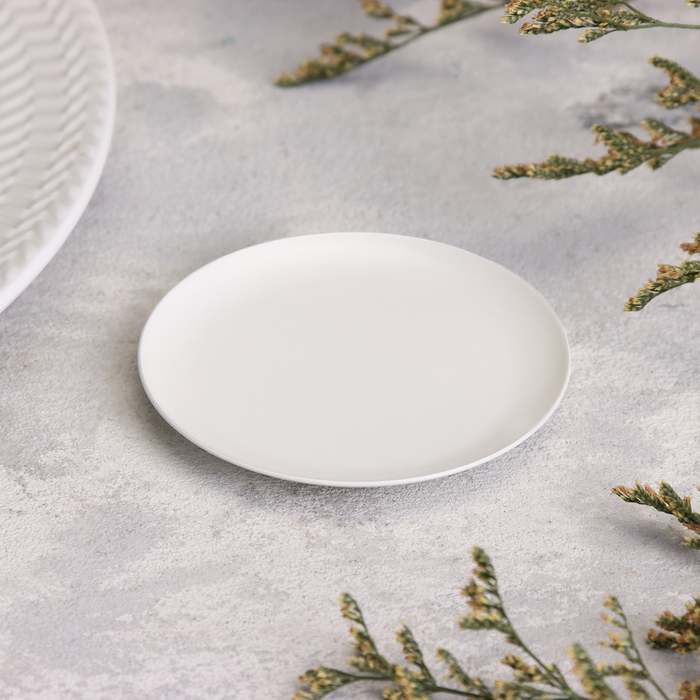 фото Подсвечник металл "тарелка", 7,6 см, белый омский свечной завод