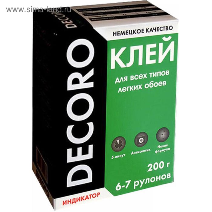 Клей для всех типов лёгких обоев Decoro ART 100-200 А, 200 г (на 6-7 рулонов)
Клей для всех типов лёгких обоев Decoro ART 100-200 А, 200 г (на 6-7 рулонов)