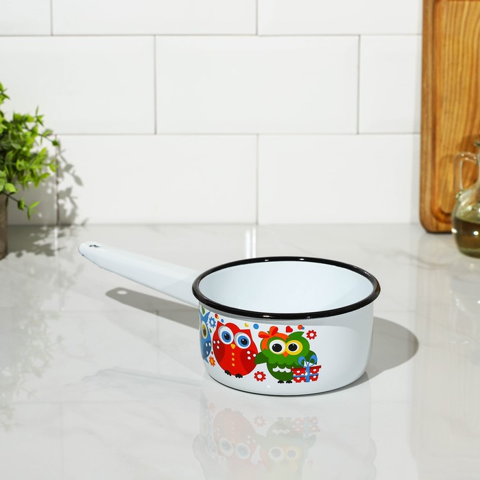 Ковш «Совы», 1 л, металлическая ручка, индукция, цвет белый 
Ковш «Совы», 1 л, металлическая ручка, индукция, цвет белый