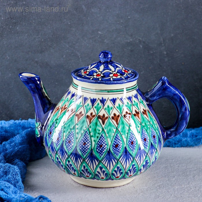 фото Чайник риштанская керамика 1600мл шафран