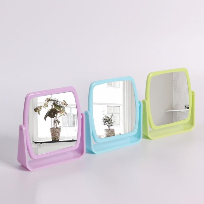 Зеркало настольное, зеркальная поверхность 10 × 10 см, цвет МИКС