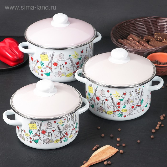 Набор кастрюль «Париж», 3 шт: 2 л, 3 л, 4 л, цвет белый
Набор кастрюль «Париж», 3 шт: 2 л, 3 л, 4 л, цвет белый