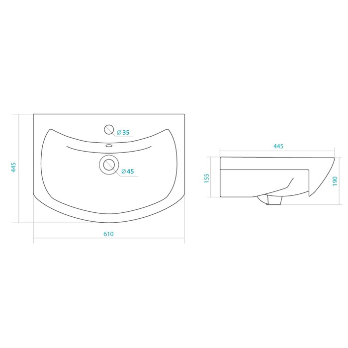 фото Раковина балтика, ширина 60 см santek