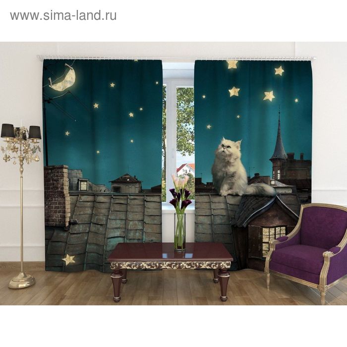 Фотошторы «Кот на крыше», ширина 150 см, высота 260 см-2 шт., шторная лента, габардин
Фотошторы «Кот на крыше», ширина 150 см, высота 260 см-2 шт., шторная лента, габардин