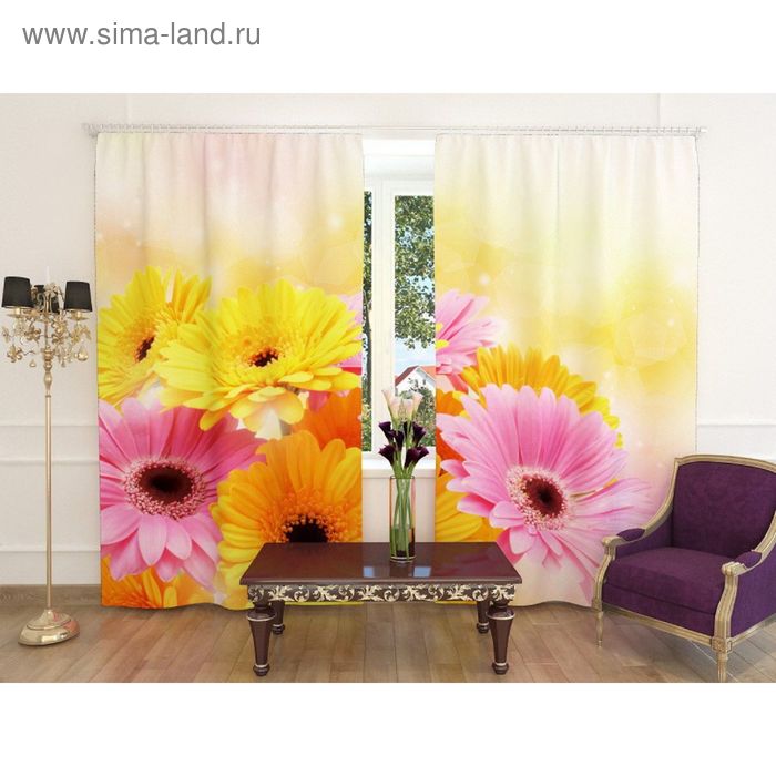 Фотошторы «Герберы», ширина 150 см, высота 260 см-2 шт., шторная лента, габардин
Фотошторы «Герберы», ширина 150 см, высота 260 см-2 шт., шторная лента, габардин