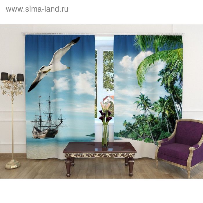 Фотошторы «Остров», ширина 150 см, высота 260 см-2 шт., шторная лента, габардин 
Фотошторы «Остров», ширина 150 см, высота 260 см-2 шт., шторная лента, габардин