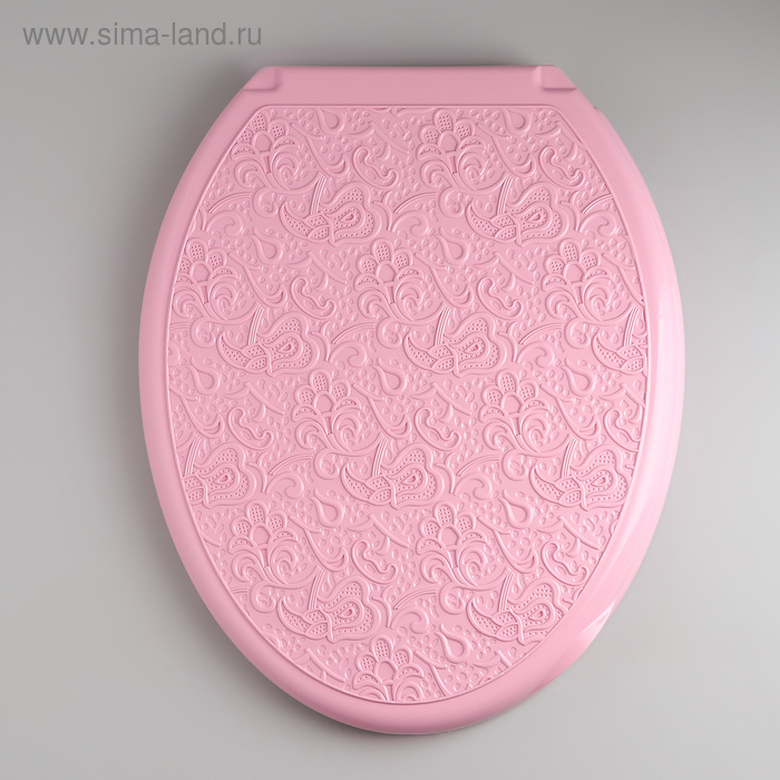 фото Сиденье для унитаза с крышкой росспласт «декор. ажур», цвет розовый