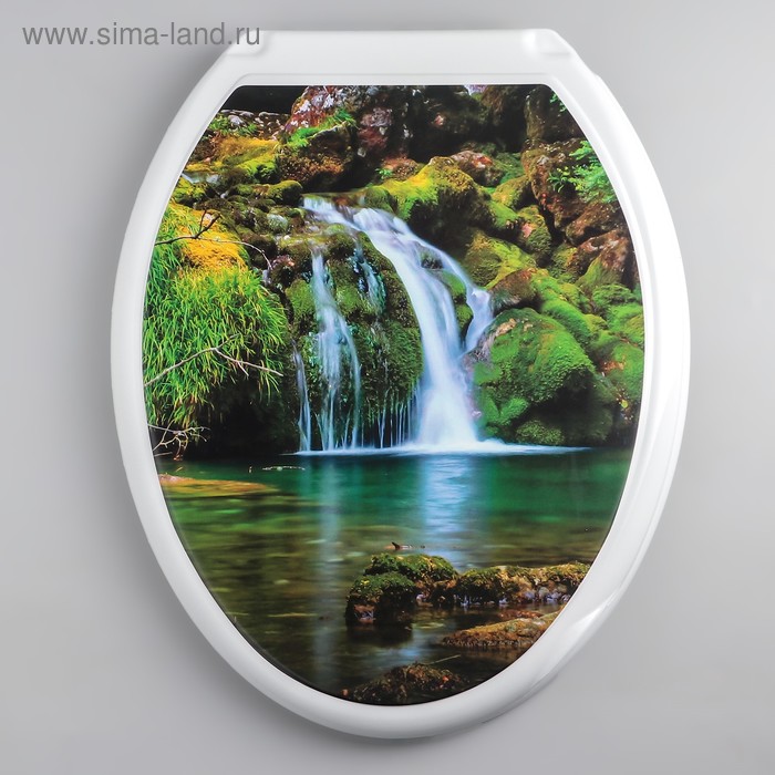 фото Сиденье для унитаза с крышкой росспласт «декор. водопад», цвет белый