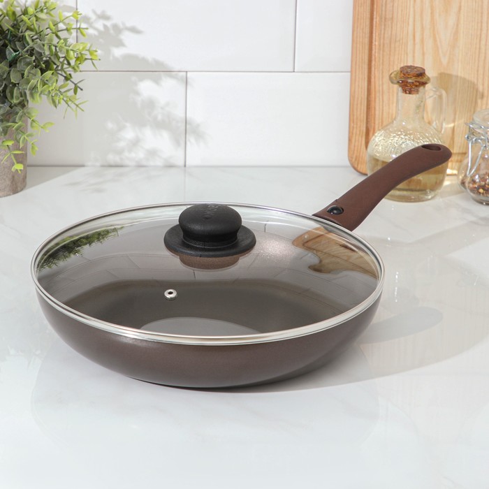 Сковорода Compliment, d=28 см, съёмная ручка, стеклянная крышка, антипригарное покрытие, цвет коричневый
Сковорода Compliment, d=28 см, съёмная ручка, стеклянная крышка, антипригарное покрытие, цвет коричневый