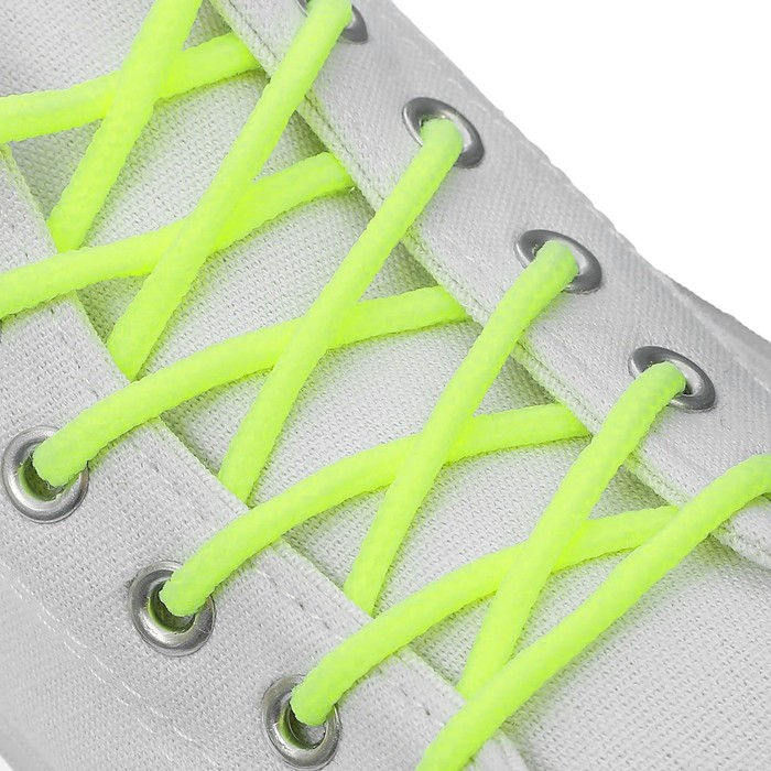 фото Шнурки для обуви, пара, круглые, d = 3 мм, 120 см, цвет жёлтый неоновый onlitop
