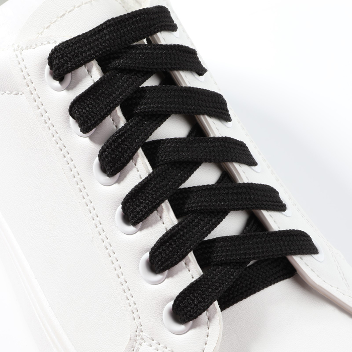 фото Шнурки для обуви, пара, плоские, 9 мм, 120 см, цвет чёрный onlitop