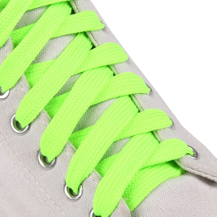 фото Шнурки для обуви, пара, плоские, 12 мм, 120 см, цвет неон салатовый onlitop