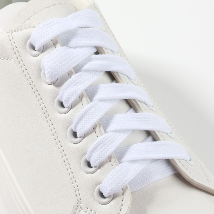 фото Шнурки для обуви, пара, плоские, 7 мм, 120 см, цвет белый onlitop