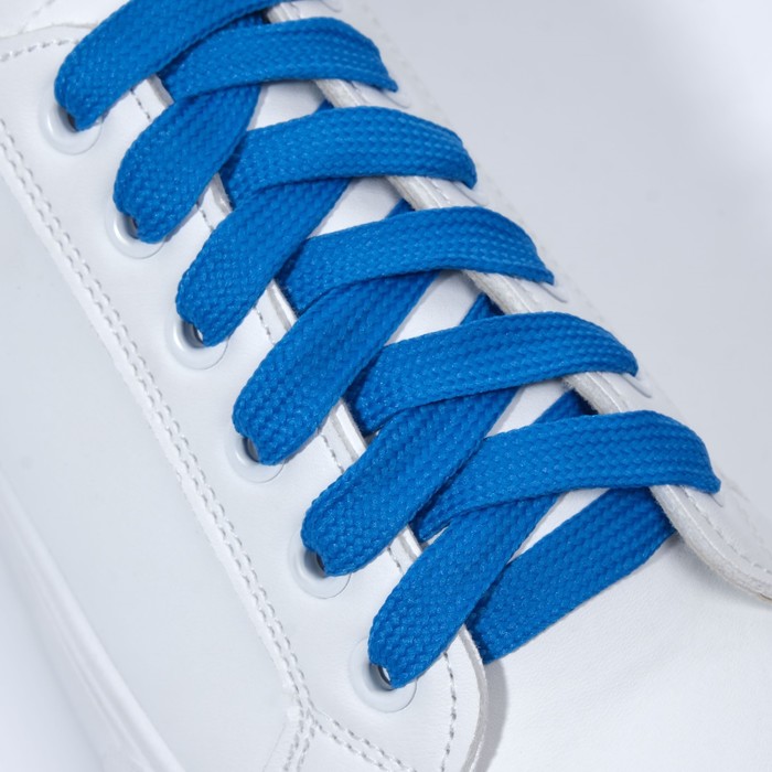 фото Шнурки для обуви, пара, плоские, 7 мм, 120 см, цвет голубой неоновый onlitop