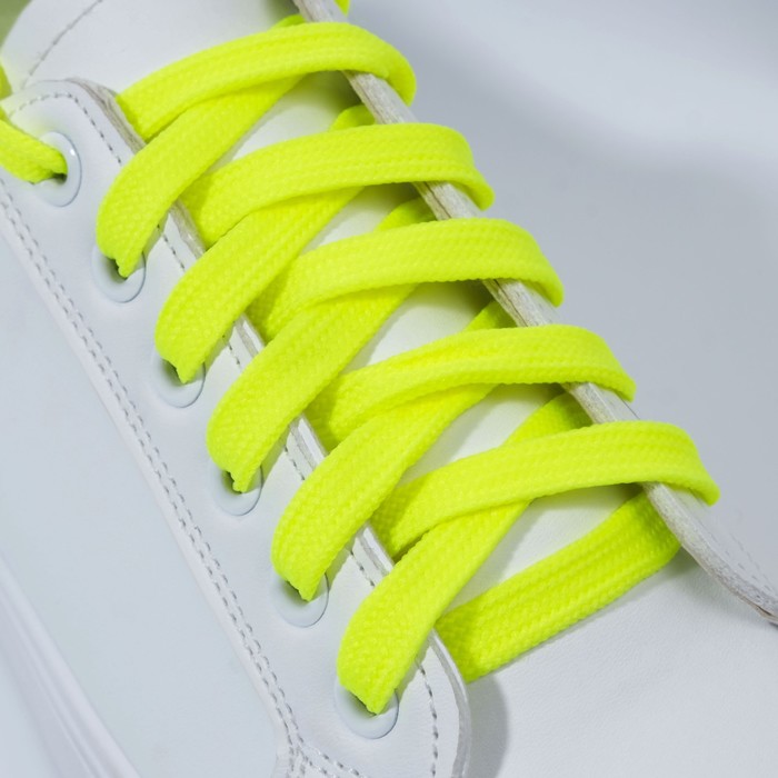 фото Шнурки для обуви, пара, плоские, 7 мм, 120 см, цвет жёлтый неоновый onlitop