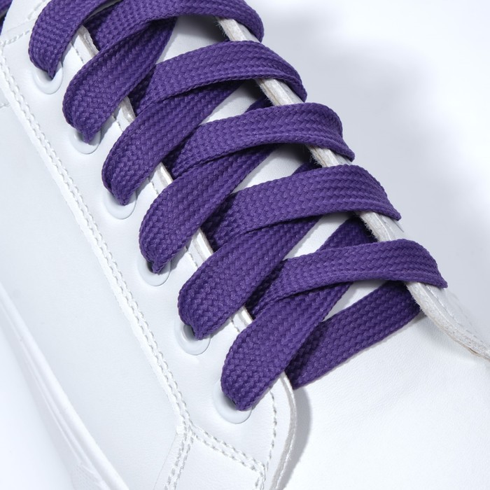фото Шнурки для обуви, пара, плоские, 10 мм, 120 см, цвет фиолетовый onlitop