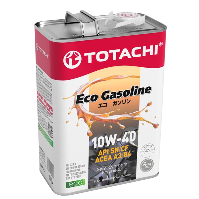 фото Масло моторное totachi eco gasoline, sn/cf 10w-40, полусинтетическое, 4 л