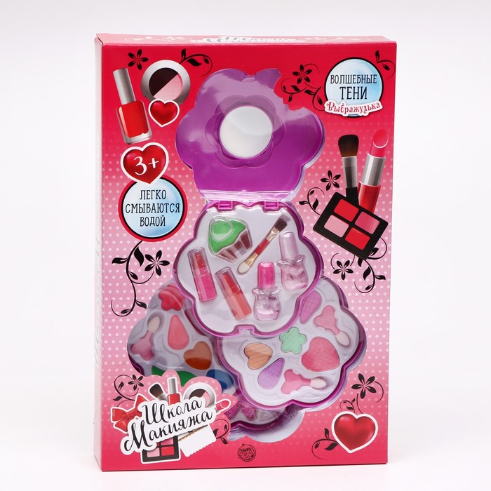 Набор косметики для девочки с зеркалом «Цветок»: тени, аппликаторы, блески, помады, лаки 
Набор косметики для девочки с зеркалом «Цветок»: тени, аппликаторы, блески, помады, лаки