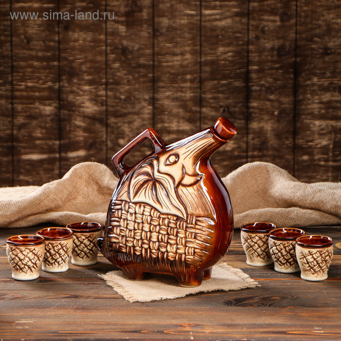 Набор для вина "Слон", цвет коричневый, 7 предметов: штоф 2 л, рюмки 0.1 л
Набор для вина "Слон", цвет коричневый, 7 предметов: штоф 2 л, рюмки 0.1 л