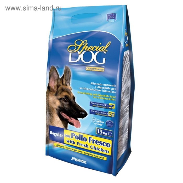 Сухой корм Special Dog для собак, свежая курица, 15 кг.
Сухой корм Special Dog для собак, свежая курица, 15 кг.