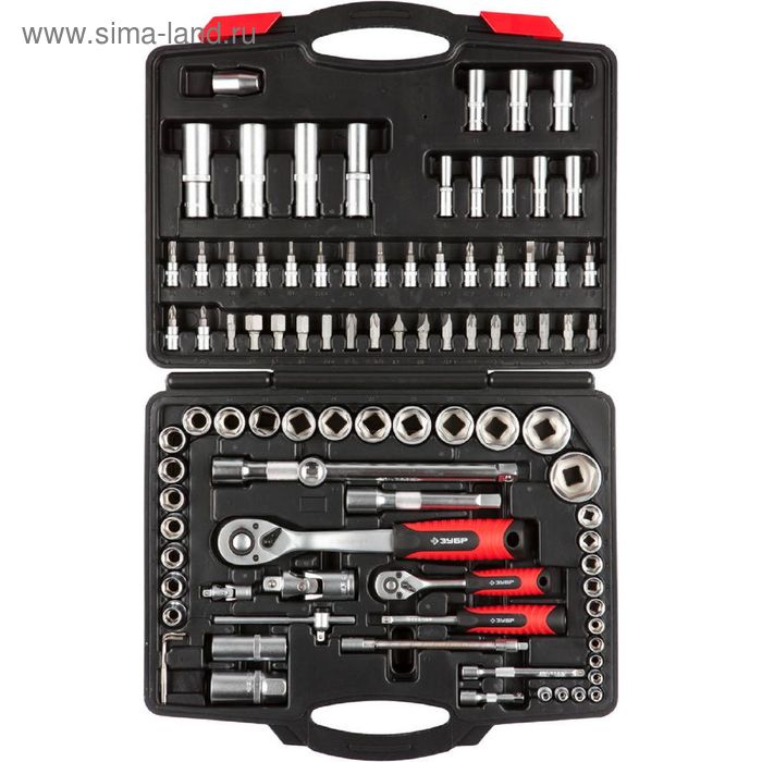 Набор "ЗУБР" МАСТЕР, торцовые головки FLANK 1/2", 1/4", биты-головки, 4-32 мм, 94 предмета