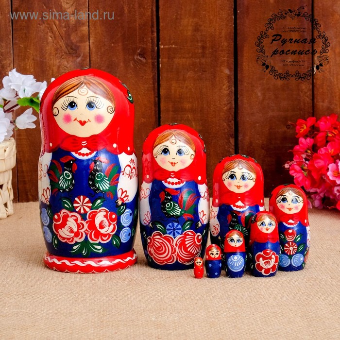 Матрёшка «Птица на фартуке», красный платок, 8 кукольная, 19 см
Матрёшка «Птица на фартуке», красный платок, 8 кукольная, 19 см