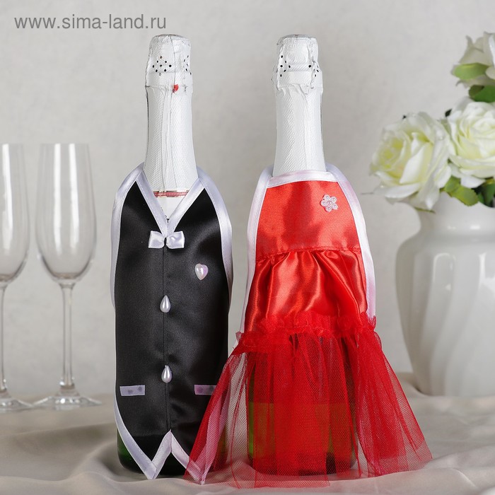 Украшение на шампанское "Свадебный вальс", красное
Украшение на шампанское "Свадебный вальс", красное