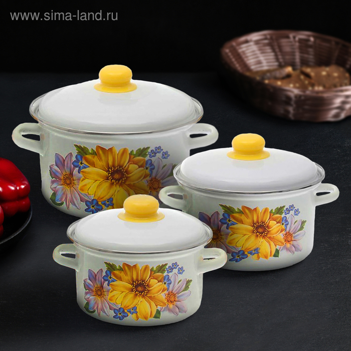 Набор кастрюль «Георгин»: 2 л, 3 л, 4 л
Набор кастрюль «Георгин»: 2 л, 3 л, 4 л