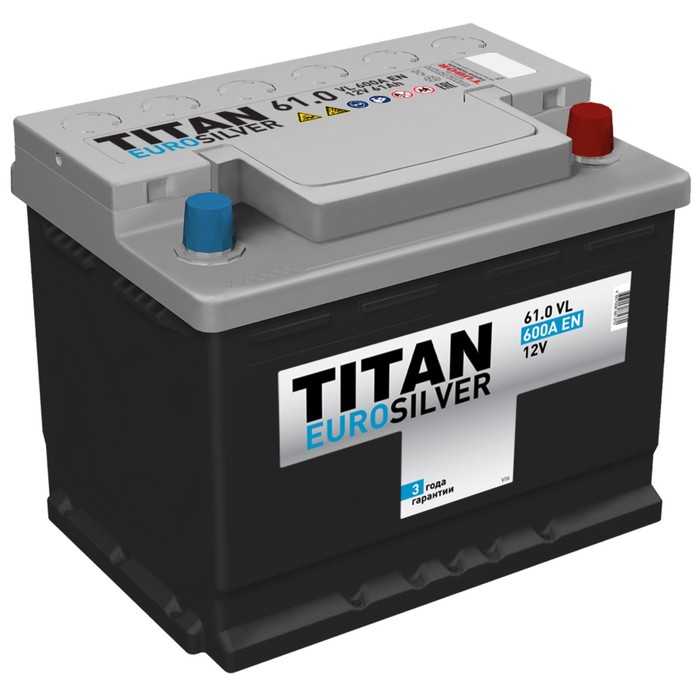 фото Аккумуляторная батарея titan euro silver 61 ач, обратная полярность