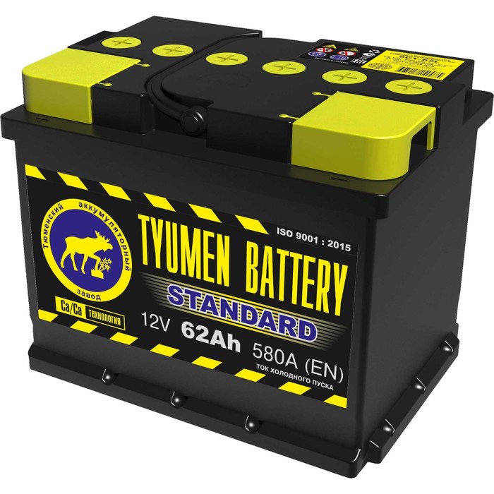 фото Аккумуляторная батарея тюмень 62 ач, обратная полярность 6ст-62l, standard tyumen battery