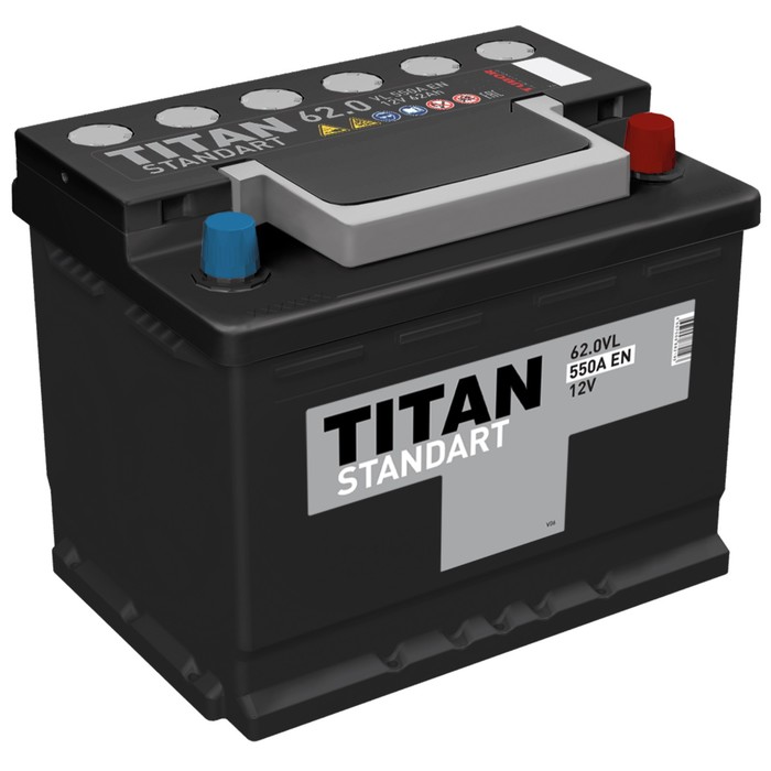 фото Аккумуляторная батарея titan standart 62 ач, обратная полярность