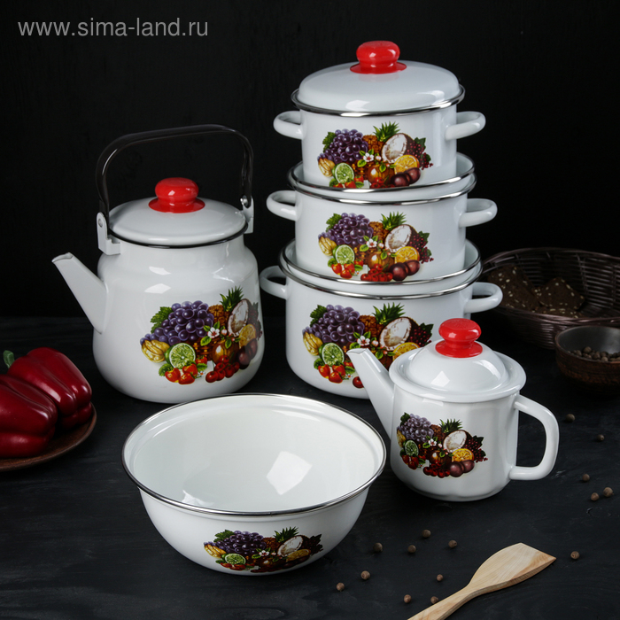 Набор «Летняя мечта», 6 предметов: кастрюли 2 л, 3 л, 4 л; чайники 3,5 л, 1 л; миска 2,5 л, цвет белый
Набор «Летняя мечта», 6 предметов: кастрюли 2 л, 3 л, 4 л; чайники 3,5 л, 1 л; миска 2,5 л, цвет белый