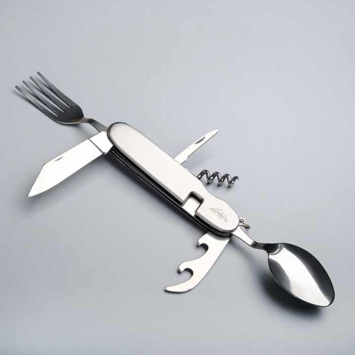 фото Набор туриста 4в1: нож, вилка, ложка, открывалка микс