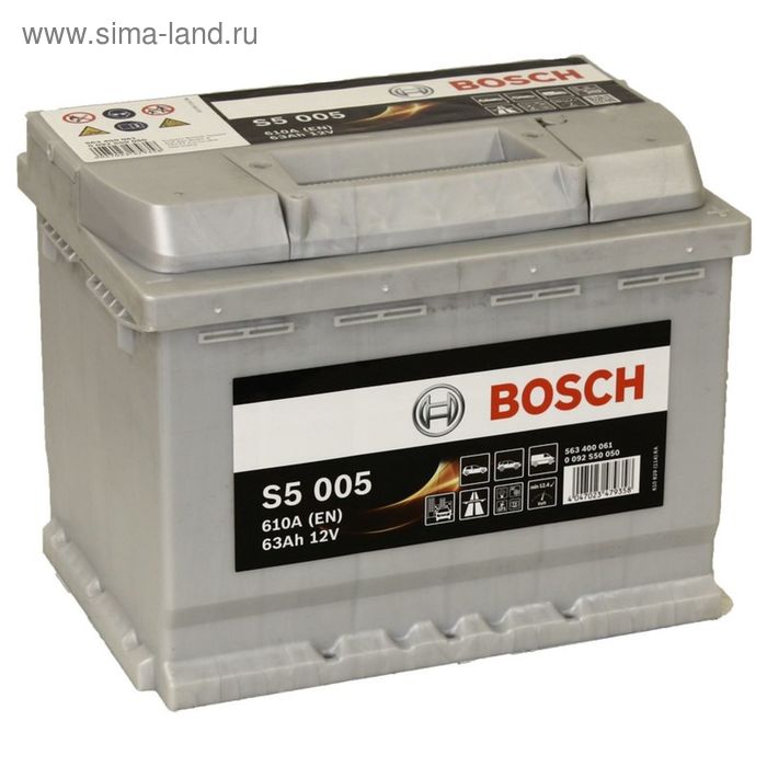 фото Аккумуляторная батарея bosch 63 ач, обратная полярность s5 563 400 061