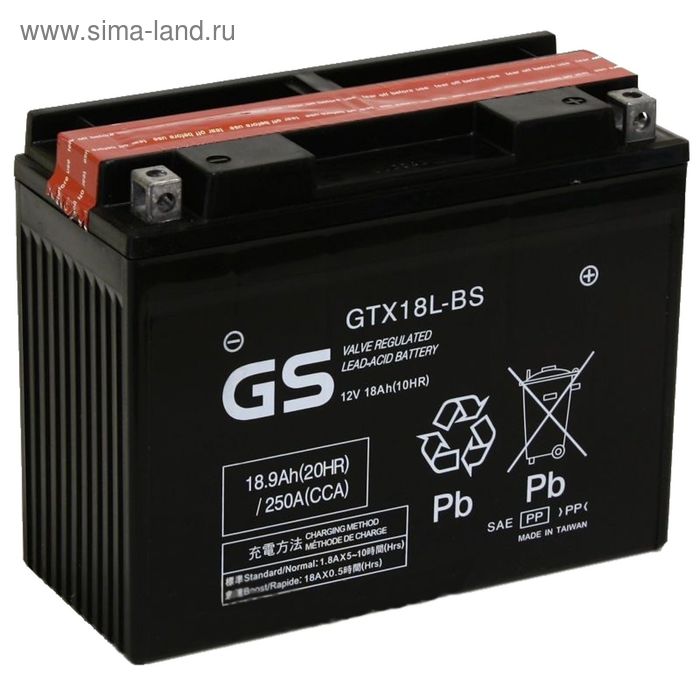 фото Аккумуляторная батарея gs 18,9 ач gtx18l-bs grancruise standard