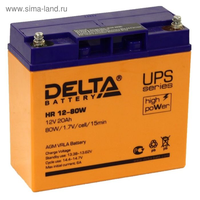 фото Аккумуляторная батарея delta 20 ач 12 вольт hr 12-80w