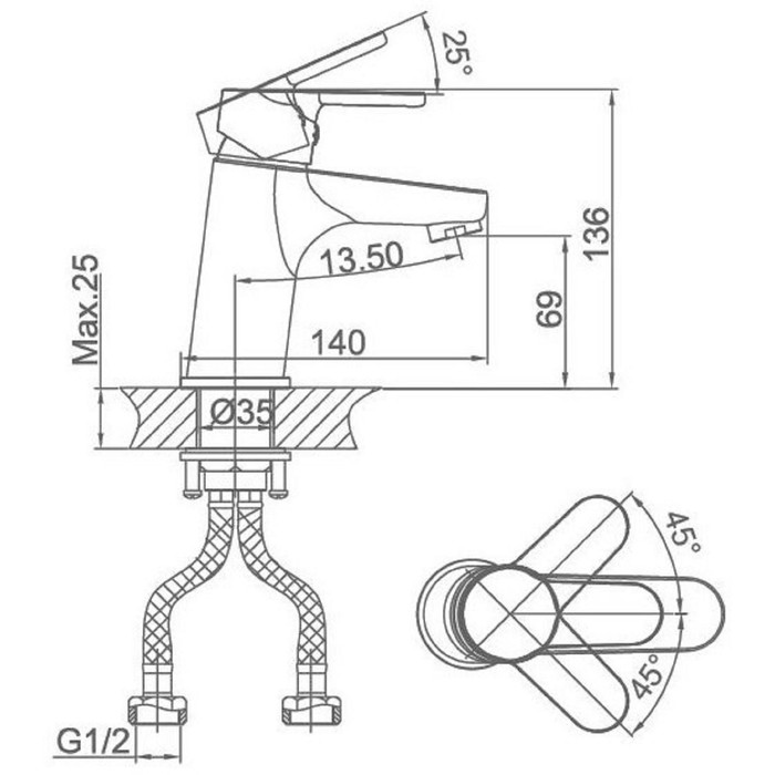 фото Смеситель для раковины d&k da1392101