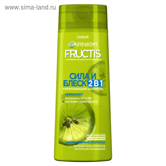 Шампунь для волос Garnier Fructis 2 в 1 «Сила и Блеск", укрепляющий, для нормальных волос, 400 мл