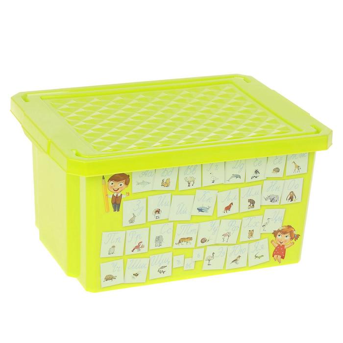 фото Ящик для игрушек «x-box. обучайка. азбука», 17 л, цвет салатовый plastic centre