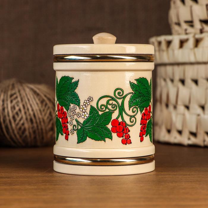 Бочонок расписной для мёда и сыпучих продуктов, с обручами, 300 г.
Бочонок расписной для мёда и сыпучих продуктов, с обручами, 300 г.