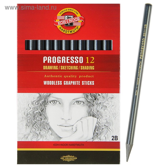 Карандаш чернографитный (цельнографитовый) Koh-I-Noor PROGRESSO 8911, 2B
Карандаш чернографитный (цельнографитовый) Koh-I-Noor PROGRESSO 8911, 2B