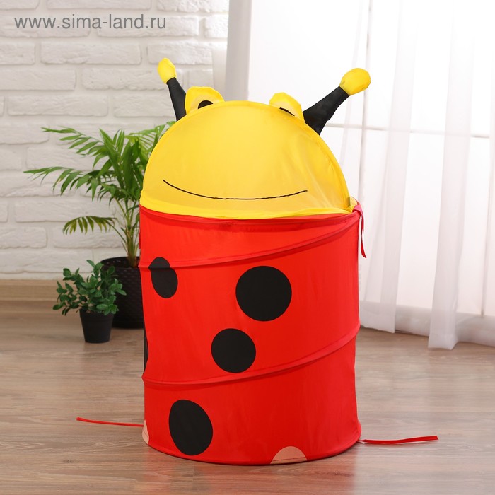фото Корзина для игрушек «божья коровка» с крышкой