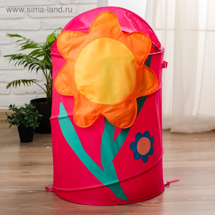 фото Корзина для игрушек «цветочек» с ручками и крышкой