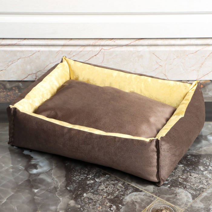 фото Лежанка под замшу с двусторонней подушкой, 54 х 42 х 11 см, мебельная ткань, микс цветов пижон
