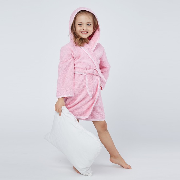 фото Халат махровый для девочки, рост 104-110 см, цвет розовый к07 осьминожка