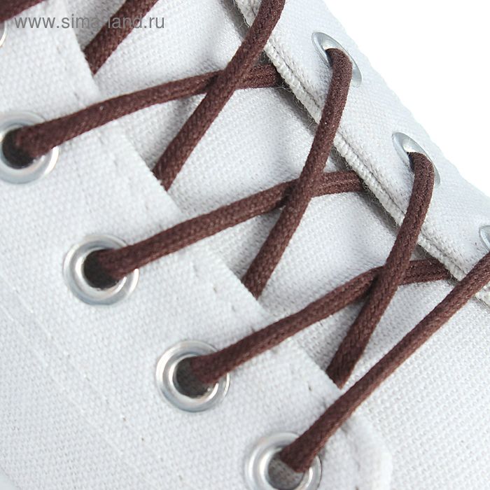 фото Шнурки для обуви круглые, d=3мм, 90см, цвет коричневый braus