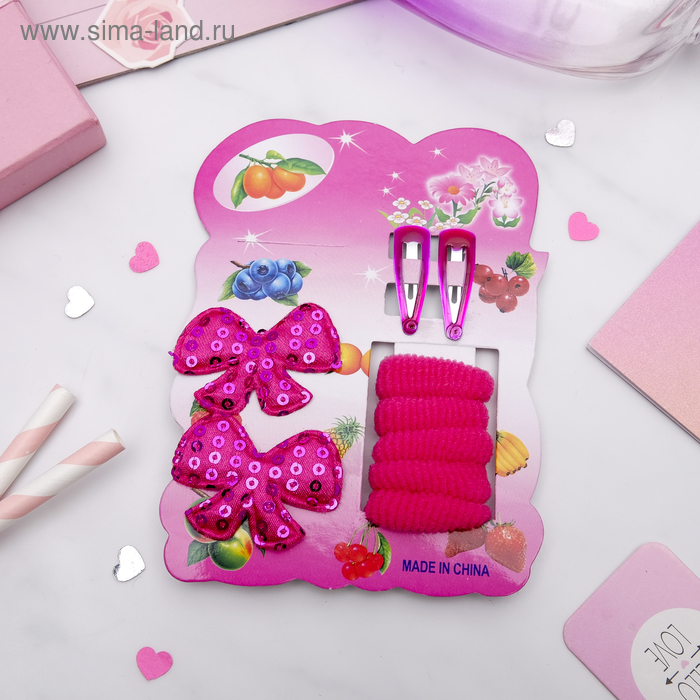 Набор для волос "Софи" (7 резинок, 2 невидимки) бантики 
Набор для волос "Софи" (7 резинок, 2 невидимки) бантики