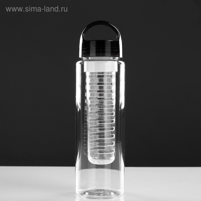 фото Бутылка для воды 700 мл, питьевая, с отсеком для фруктов, крышка-дуга, микс, 7.5х25 см