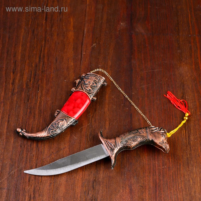 фото Сувенирный нож мини, 21,5 см рукоятка в форме головы лошади