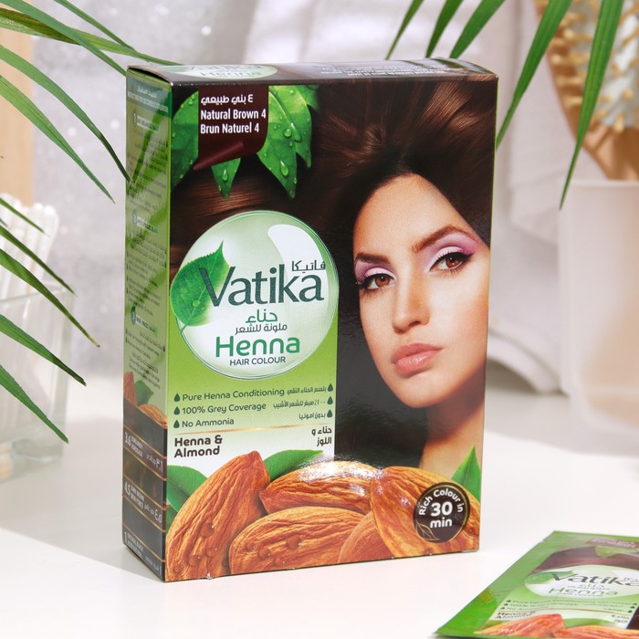 фото Хна для волос коричневая vatika henna hair colours brown, 6 пакетиков по 10 г